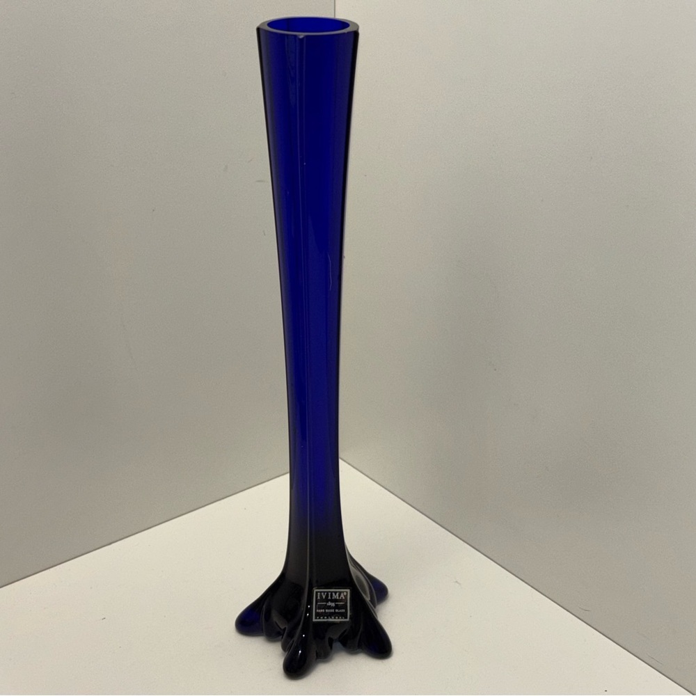 Ivima Portugal handmade cobalt glass vase